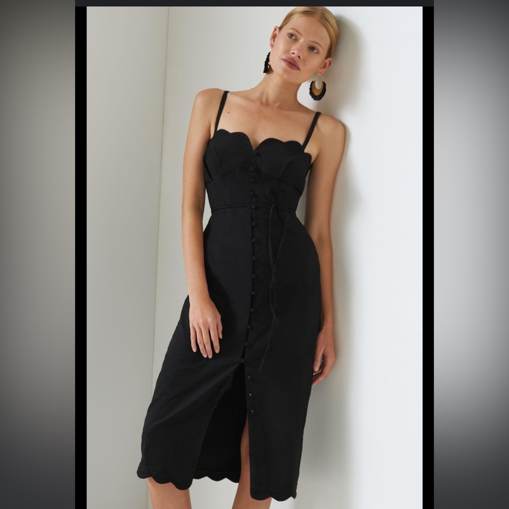 Anthropologie slim scalloped corset dress